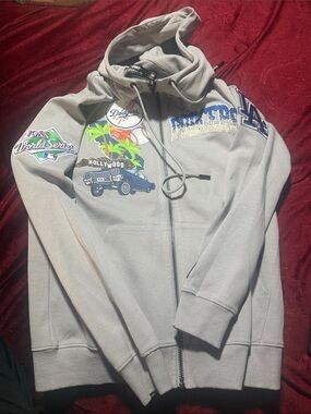 Los Angeles Dodgers Grey Graphic Zip Hoodie